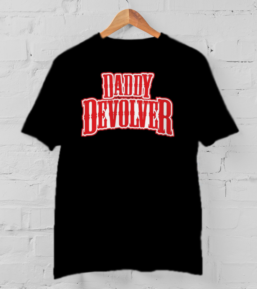 Daddy Devolver Red Western Typography T-Shirt
