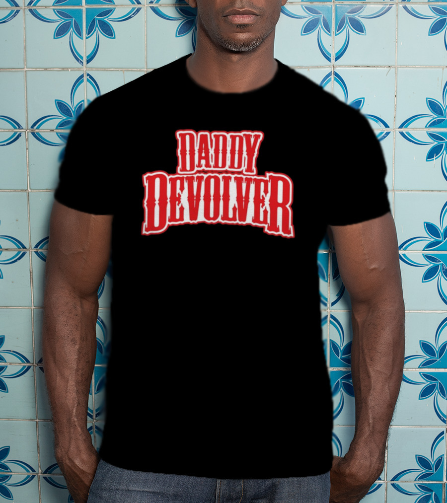 Daddy Devolver Red Western Typography T-Shirt