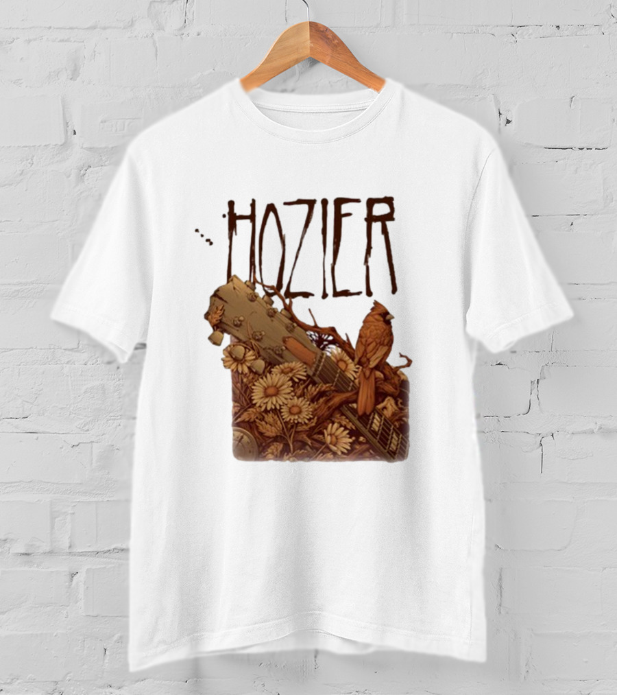 Hozier Jacksonville May 7 Show Guitar And Floral Bird T-Shirt