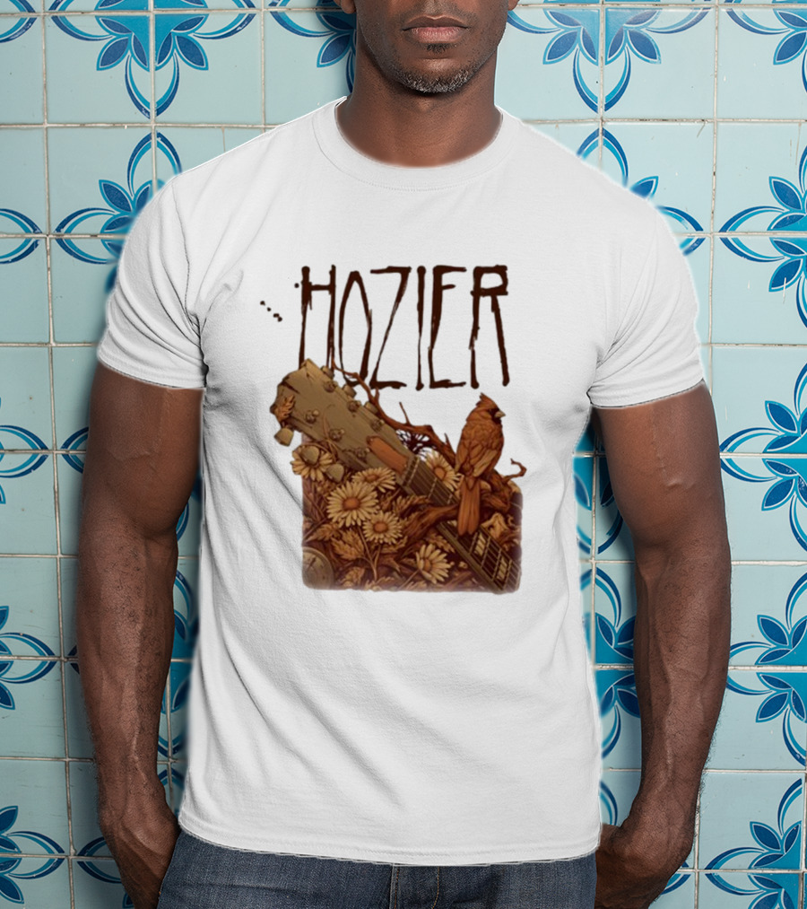 Hozier Jacksonville May 7 Show Guitar And Floral Bird T-Shirt