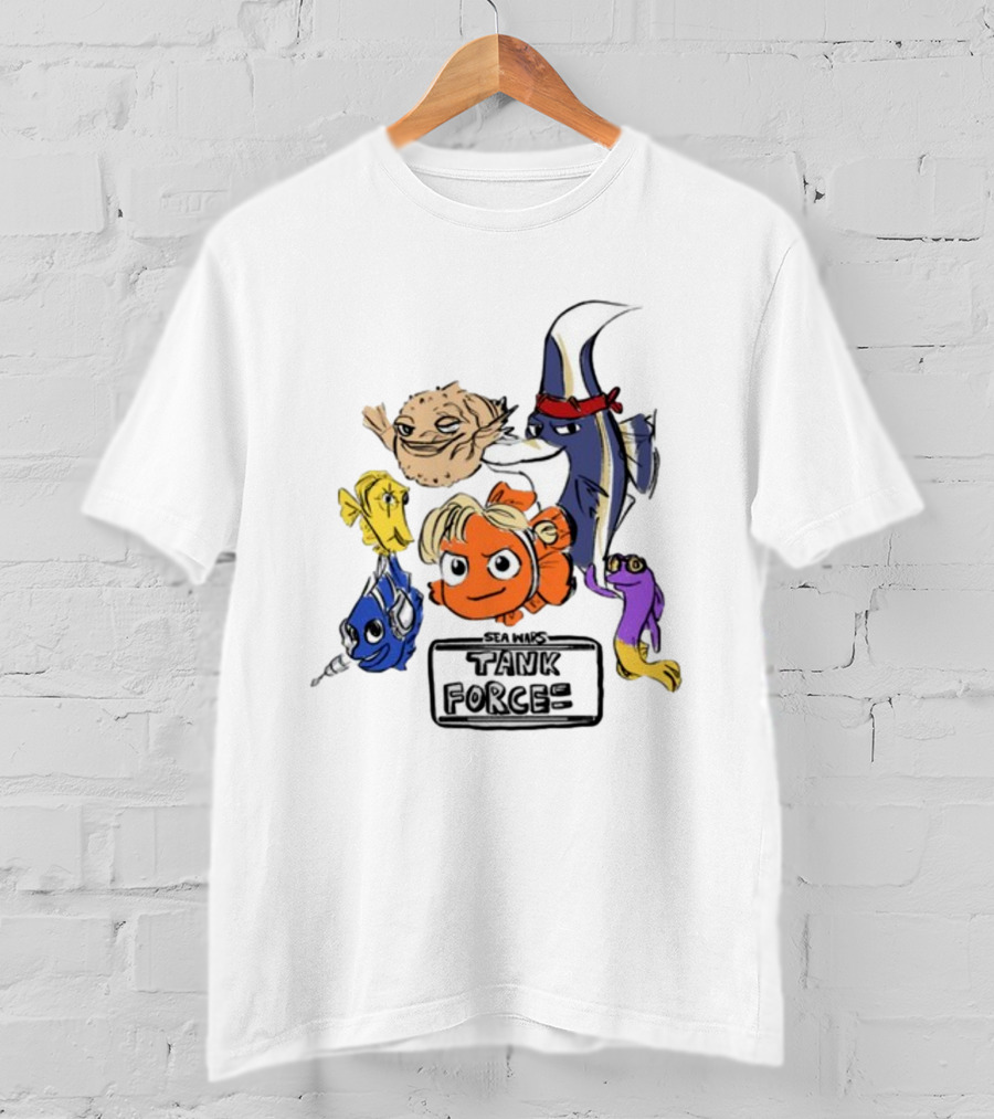 Sea Wars Tank Force Cartoon Fish Characters T-Shirt
