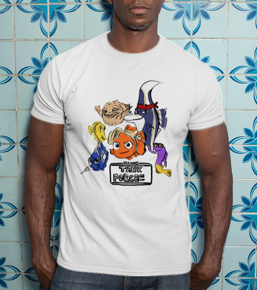 Sea Wars Tank Force Cartoon Fish Characters T-Shirt