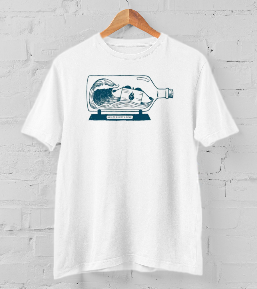 Gmm Set In A Bottle Wave And Deck Of Cards Inside Glass Vessel T-Shirt