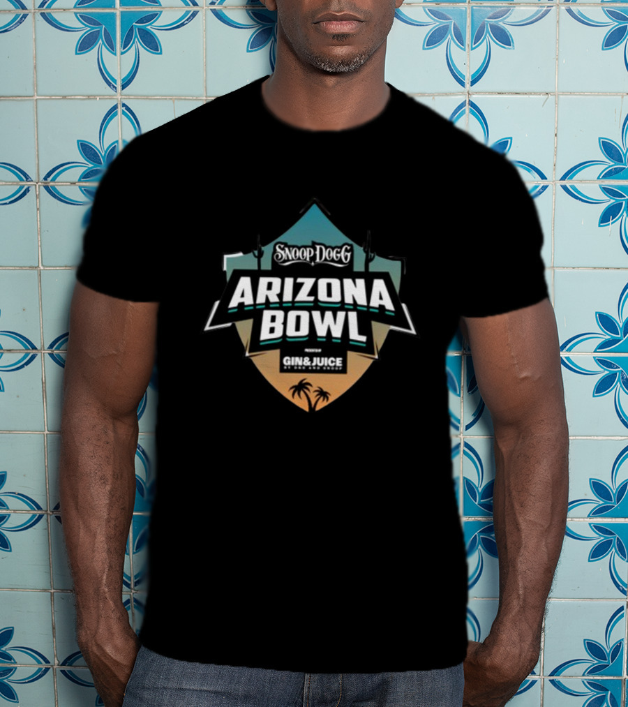 Snoop Dogg Arizona Bowl Presented By Gin And Juice With Palm Trees Iconic Shield T-Shirt