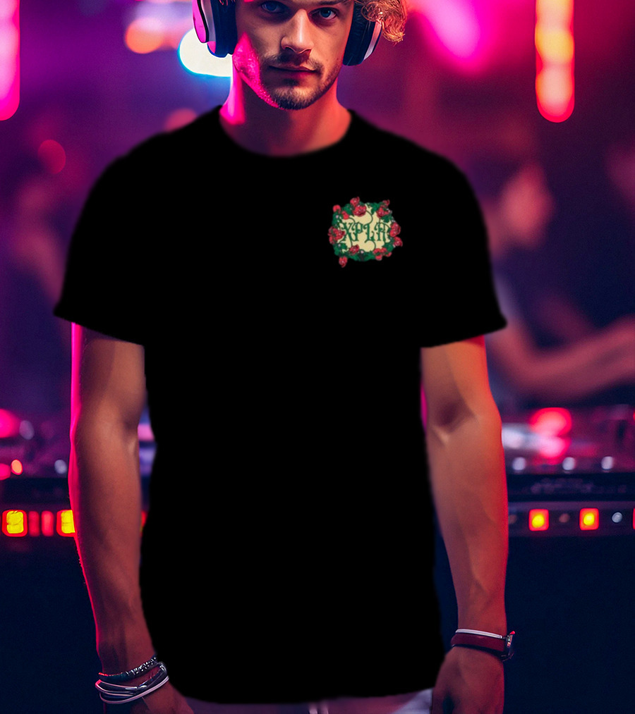 XPLR Floral Skull Wreath Roses T-Shirt