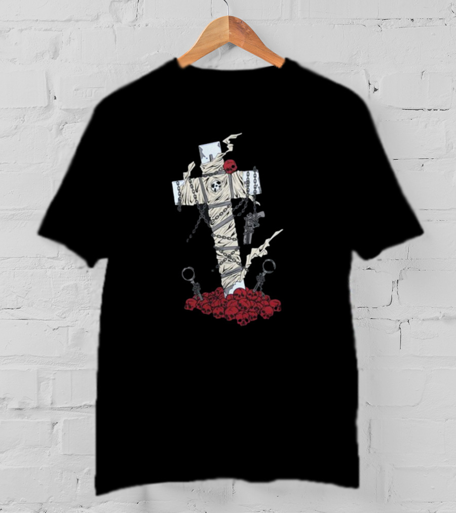 Trigun Nicholas D. Wolfwood Cross With Chains And Skulls T-Shirt