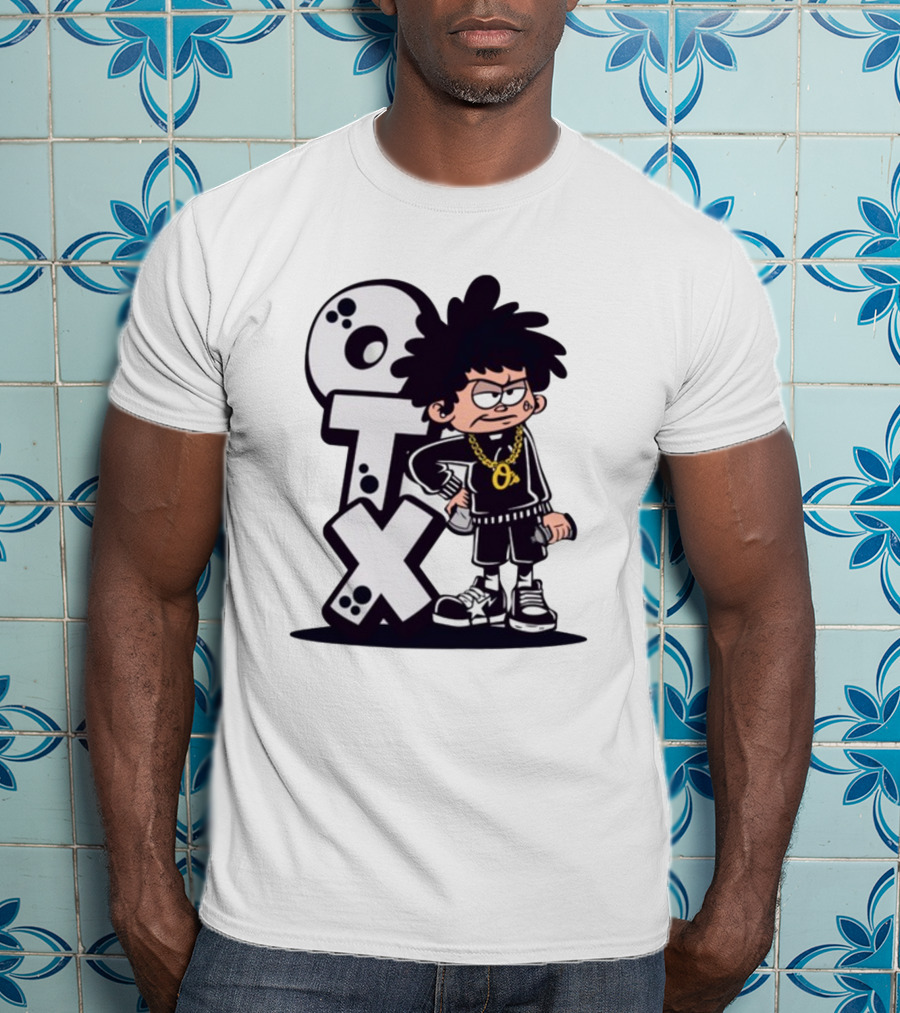 OTX Only Tha Xlcusive Cartoon Character With Chain T-Shirt