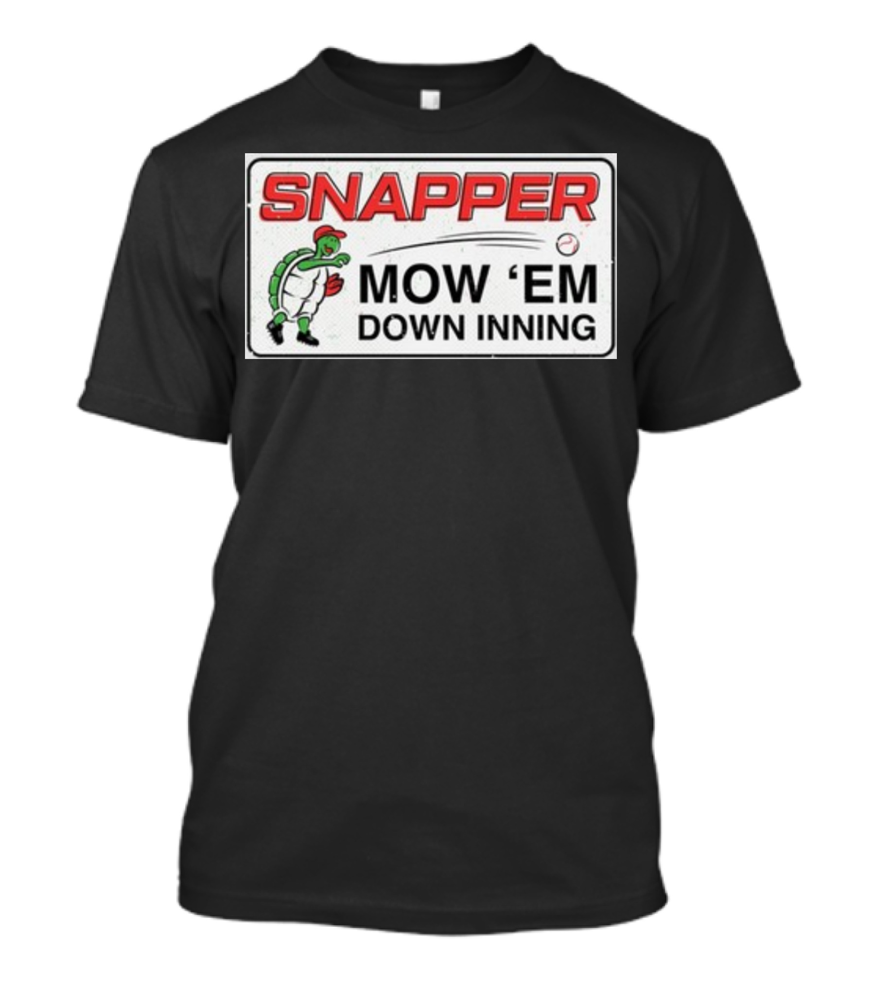 Snapper Mow 'Em Down Inning Baseball Turtle T-Shirt