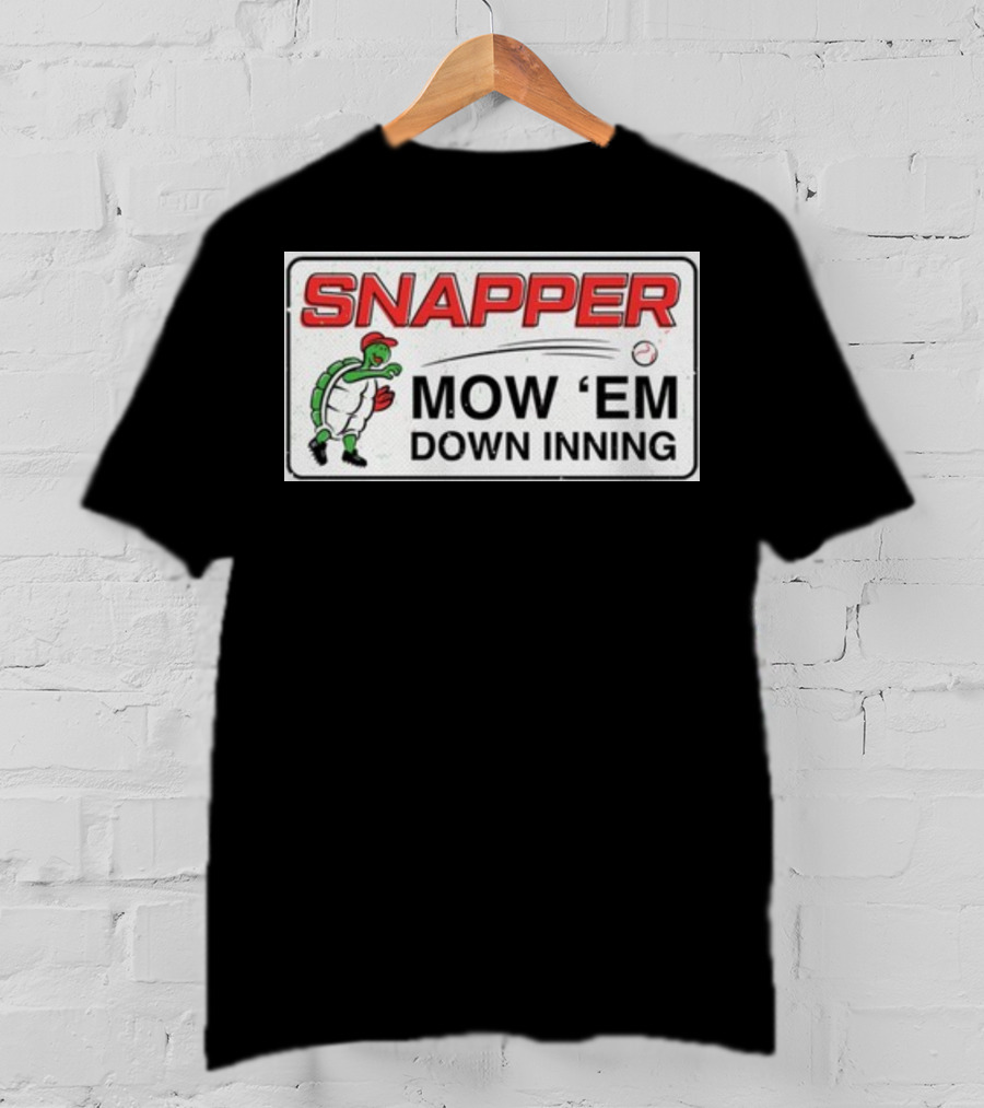 Snapper Mow 'Em Down Inning Baseball Turtle T-Shirt