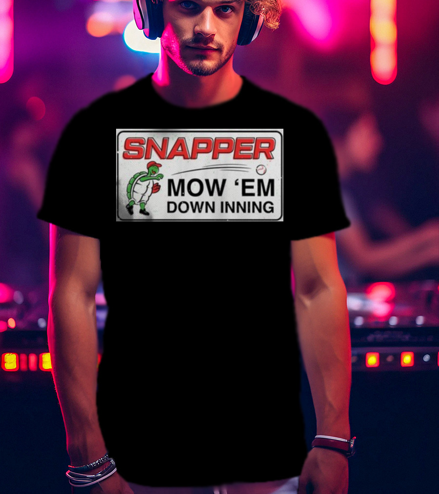 Snapper Mow 'Em Down Inning Baseball Turtle T-Shirt