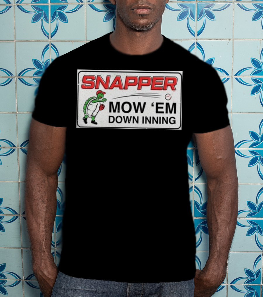 Snapper Mow 'Em Down Inning Baseball Turtle T-Shirt