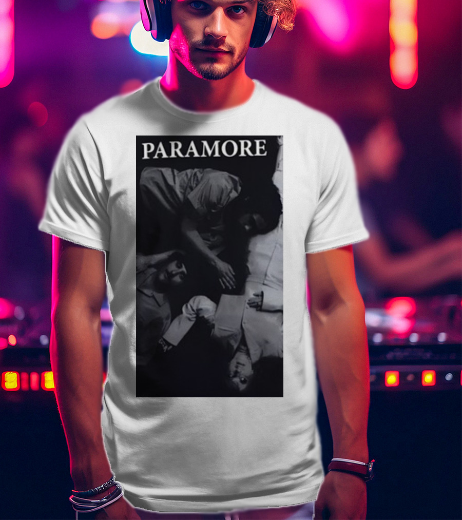 Paramore Black And White Band Photo Trio Lying Down T-Shirt