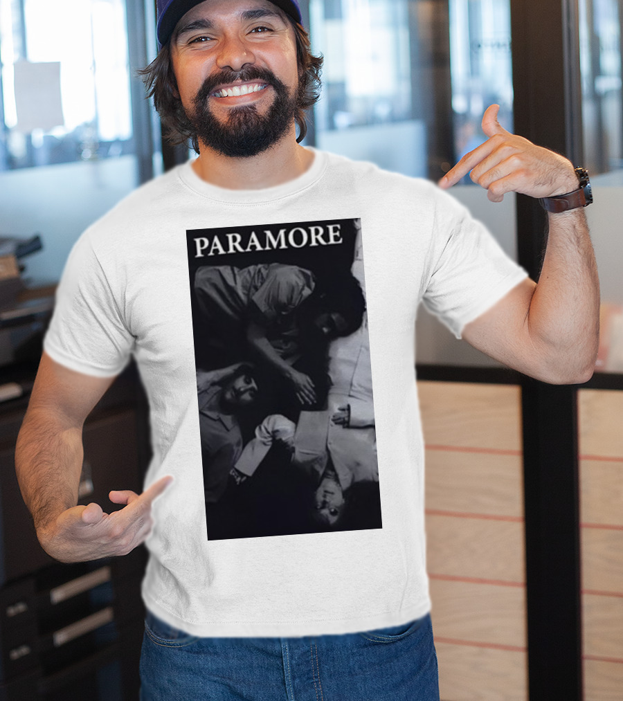 Paramore Black And White Band Photo Trio Lying Down T-Shirt