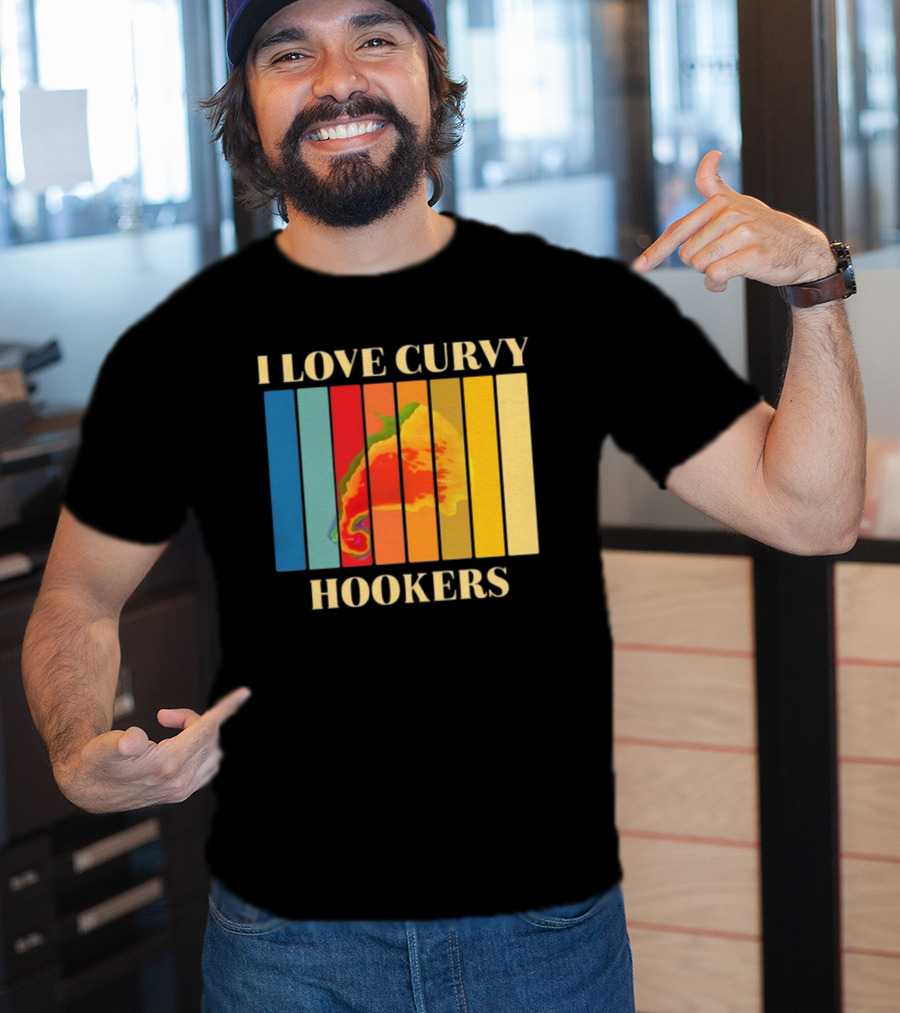I Love Curvy Hookers Multicolored Abstract Stripes T-Shirt