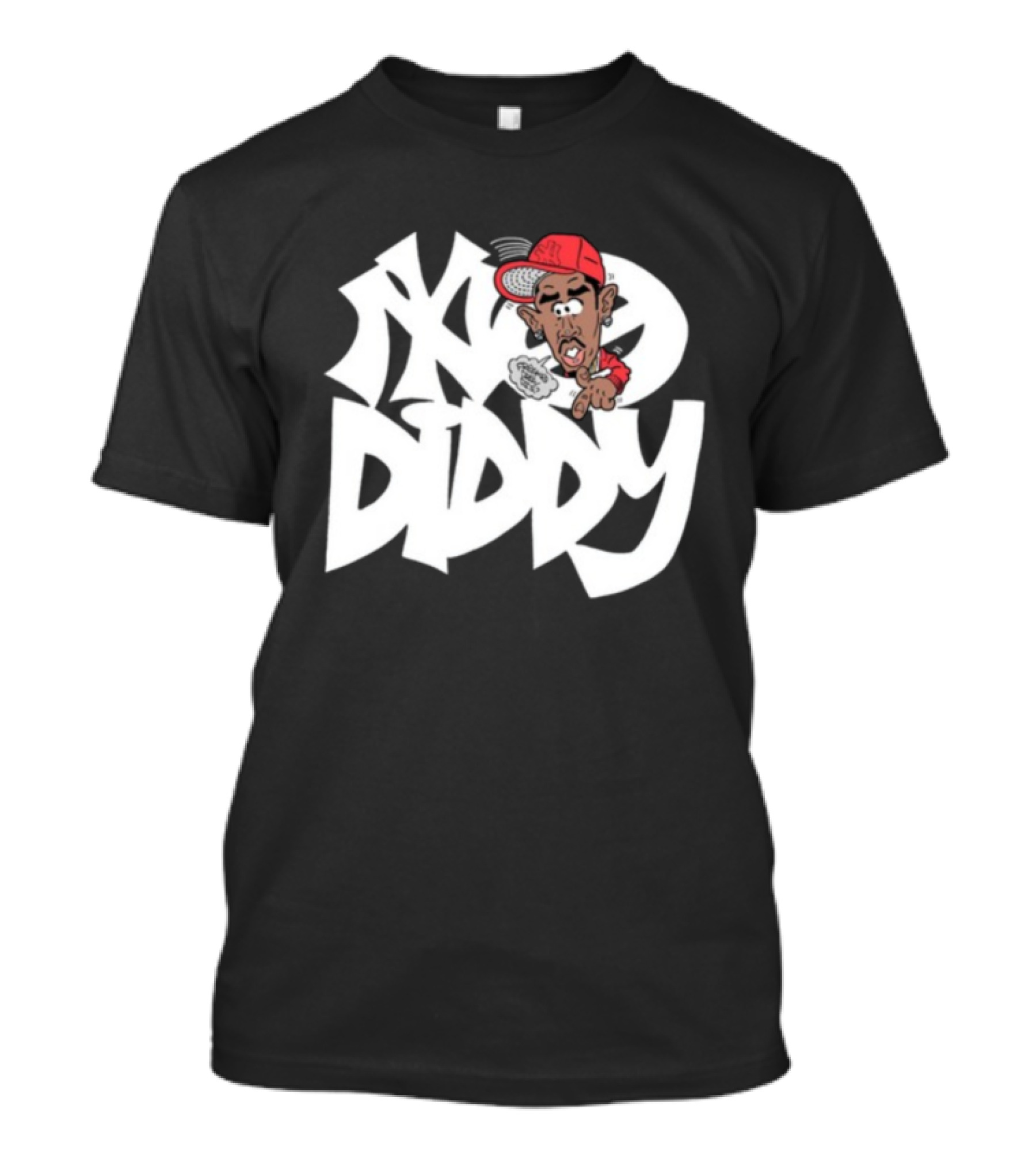 Bad Boy Red Cap Diddy With Graffiti Style Text And Cartoon Character T-Shirt