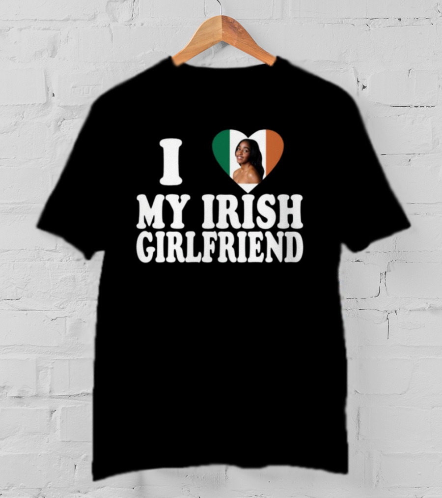 Luketaylorr I Love My Irish Girlfriend Irish Flag Heart Ayo Edebiri T-Shirt