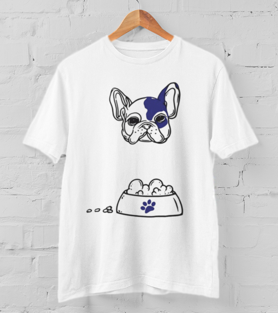 Dog Don't Play With My Food French Bulldog And Paw Print Bowl T-Shirt