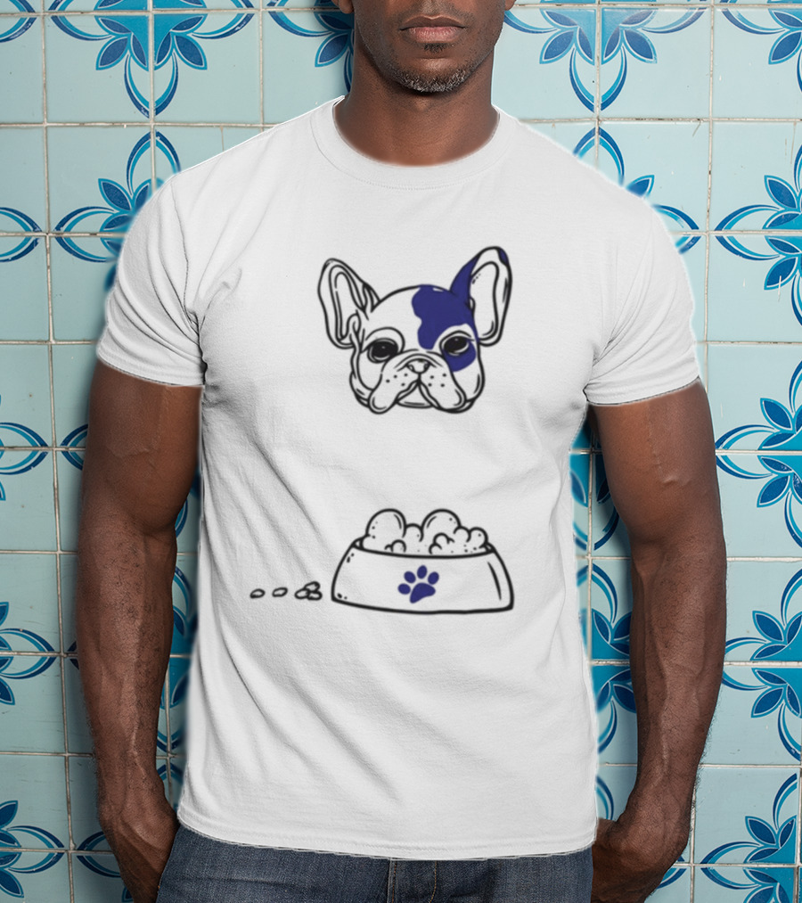 Dog Don't Play With My Food French Bulldog And Paw Print Bowl T-Shirt
