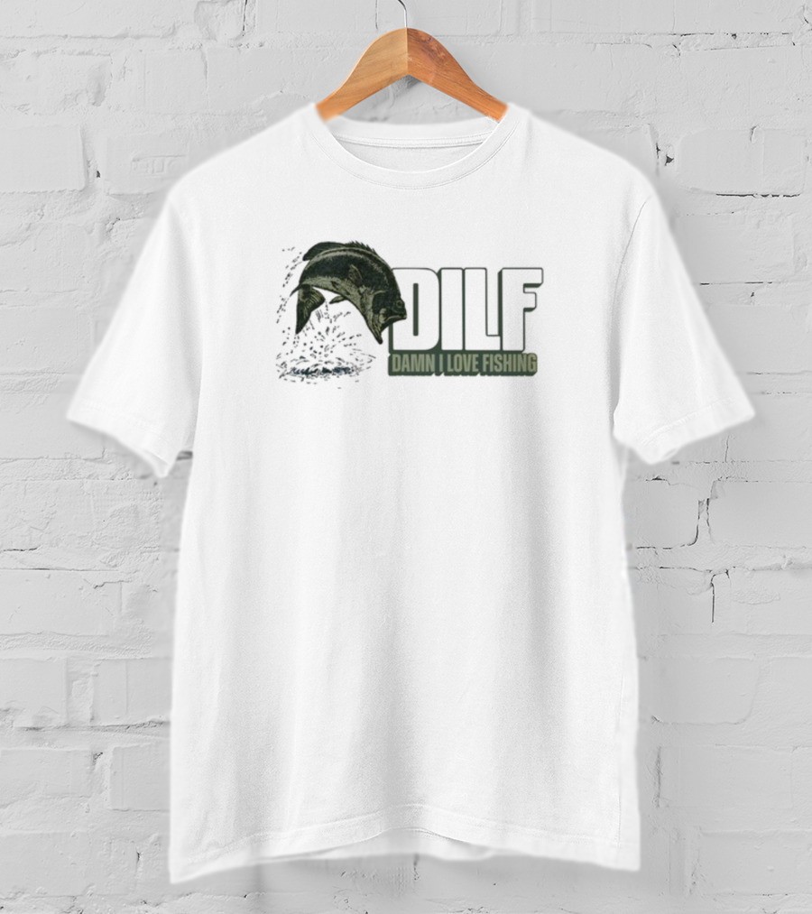 Middleclassfancy Dilf Damn I Love Fishing Jumping Fish T-Shirt