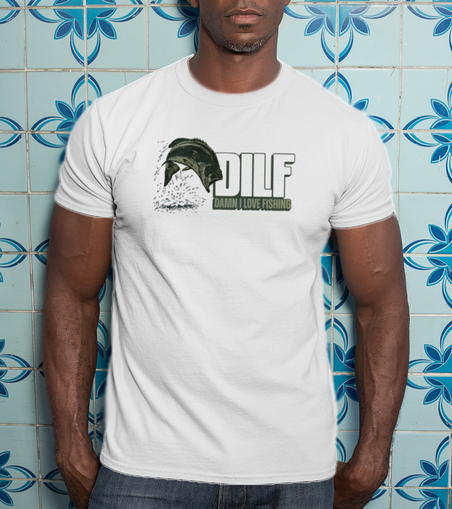 Middleclassfancy Dilf Damn I Love Fishing Jumping Fish T-Shirt