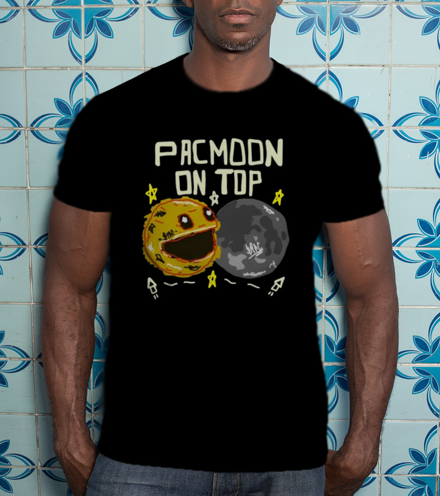Pacmoon On Top Pacman And Moon With Stars And Arrows T-Shirt