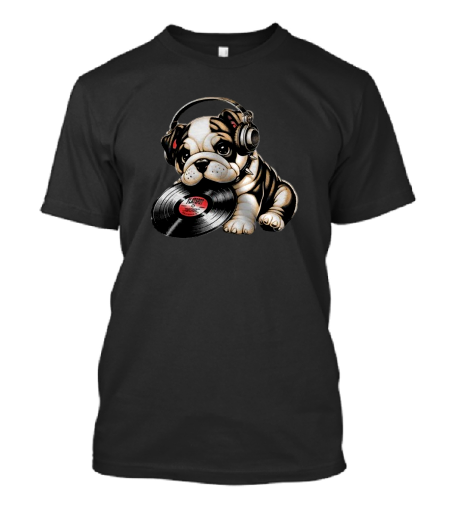 Flatspot Records Babydog Vinyl Headphones Bulldog T-Shirt