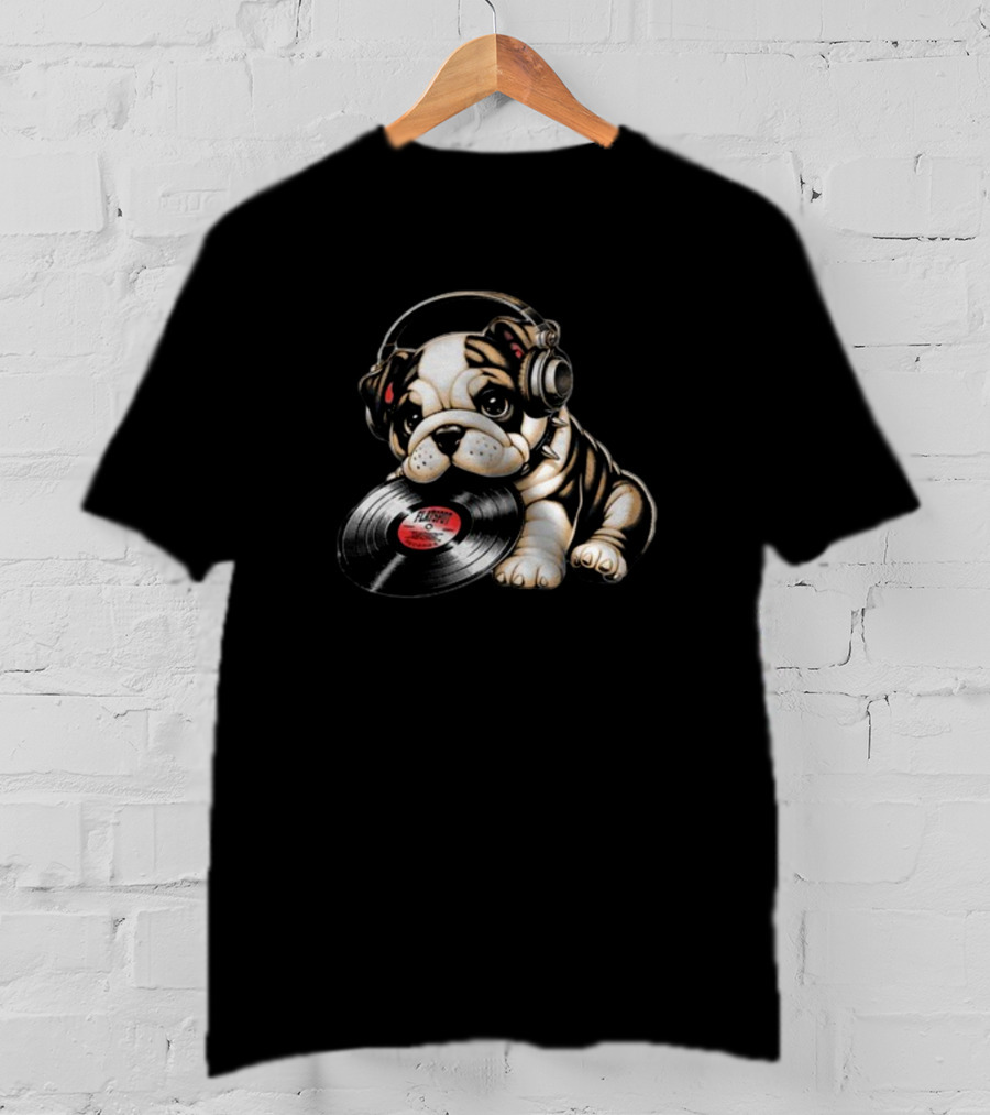 Flatspot Records Babydog Vinyl Headphones Bulldog T-Shirt