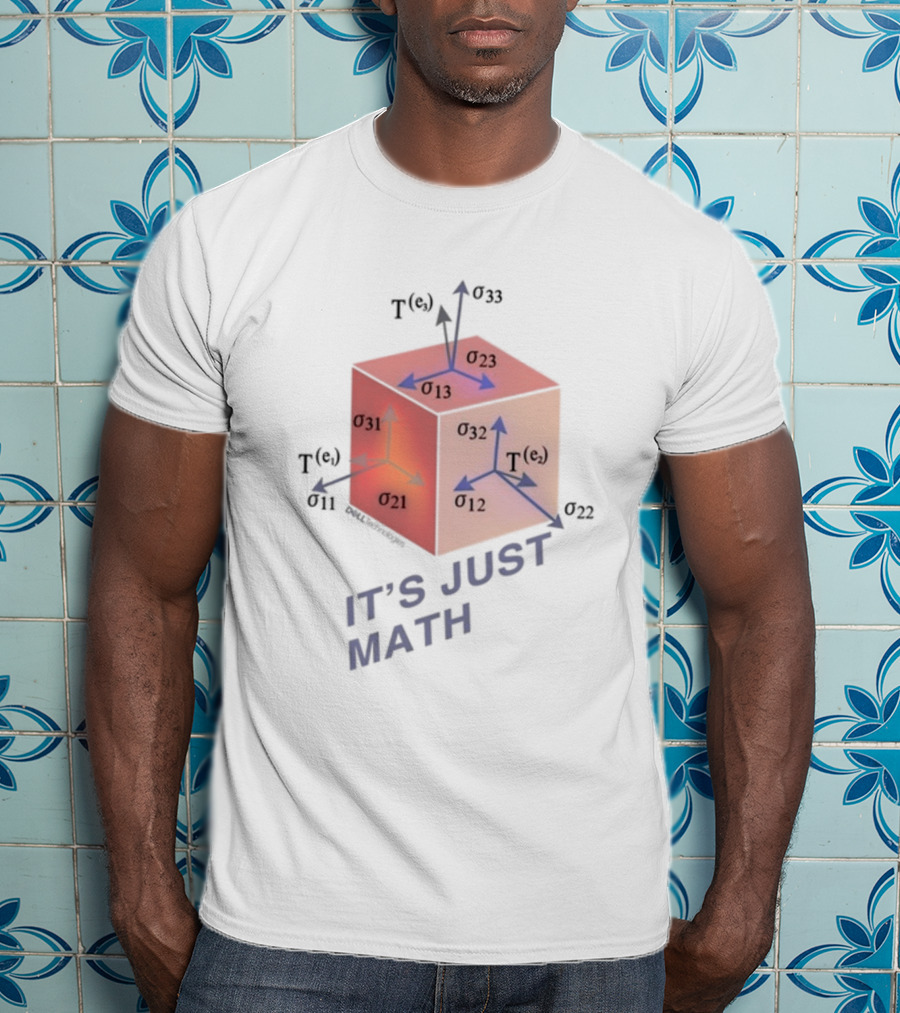Jeff Clarke Wearing It's Just Math Physics Cube Tensor Notation T-Shirt