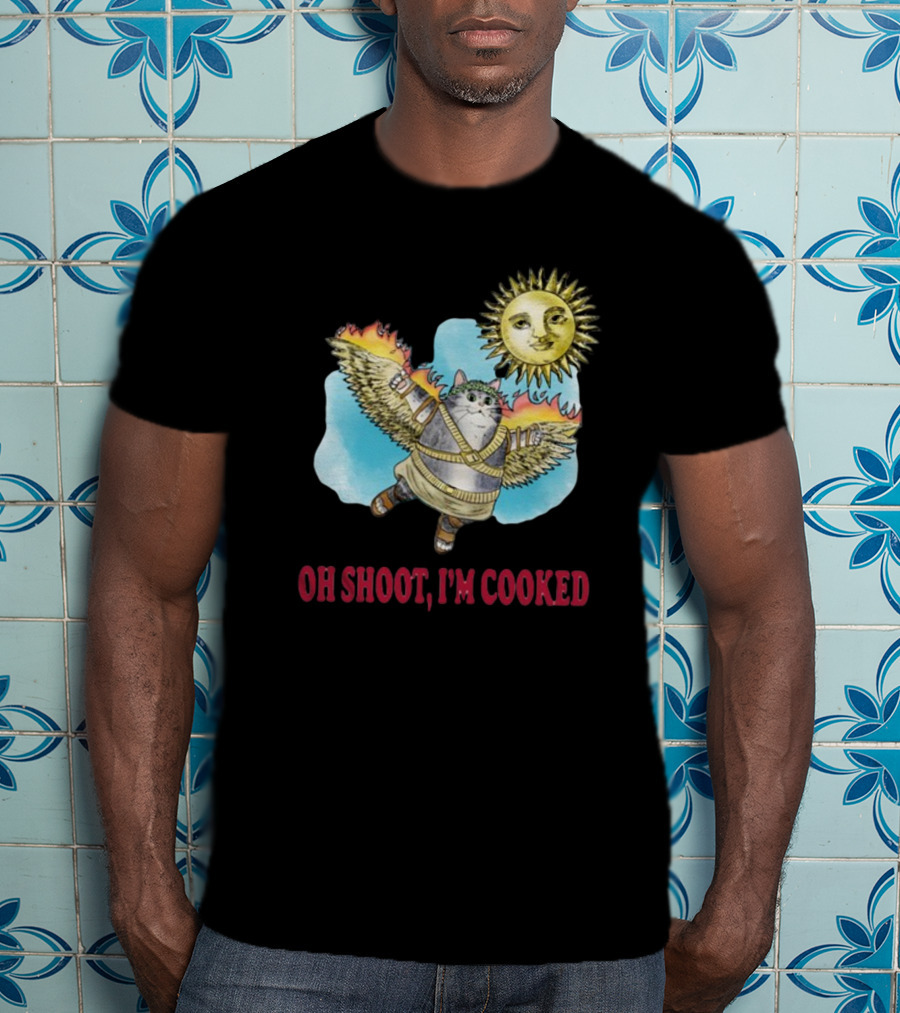 Oh Shoot I'm Cooked Flying Cat With Wings Near Sun T-Shirt