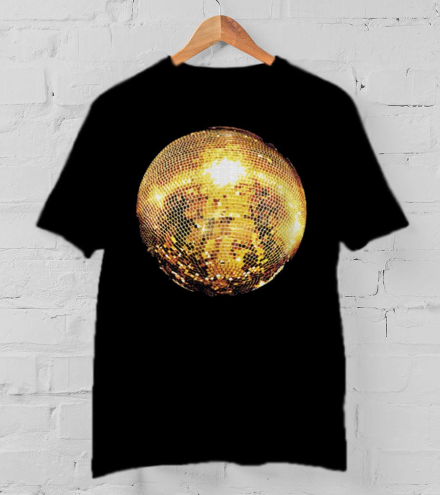 Gold Disco Ball Vintage 90s Shine Reflective Party T-Shirt