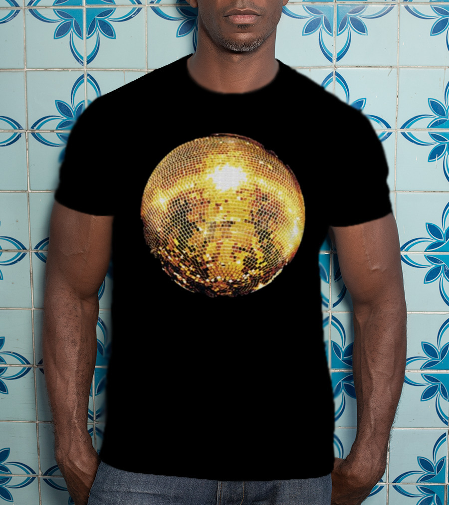 Gold Disco Ball Vintage 90s Shine Reflective Party T-Shirt