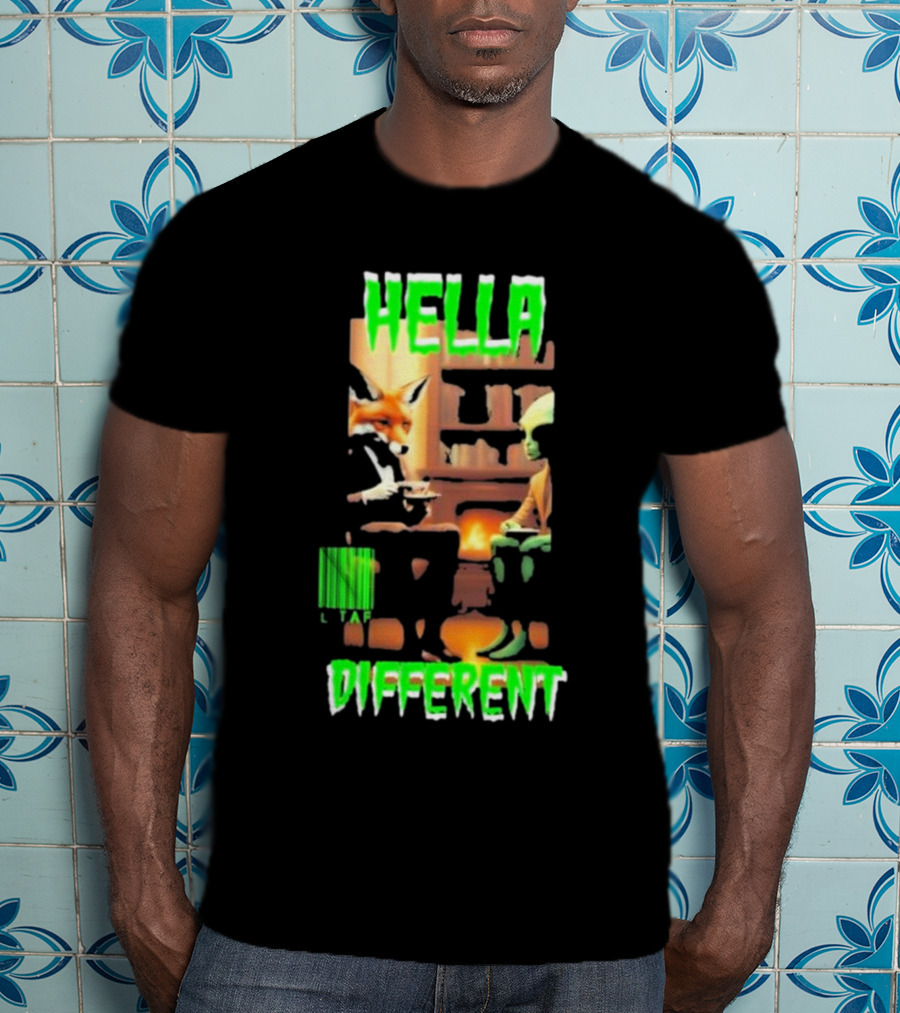 Hella Different Fox And Alien Enjoying A Spot Of Tea T-Shirt