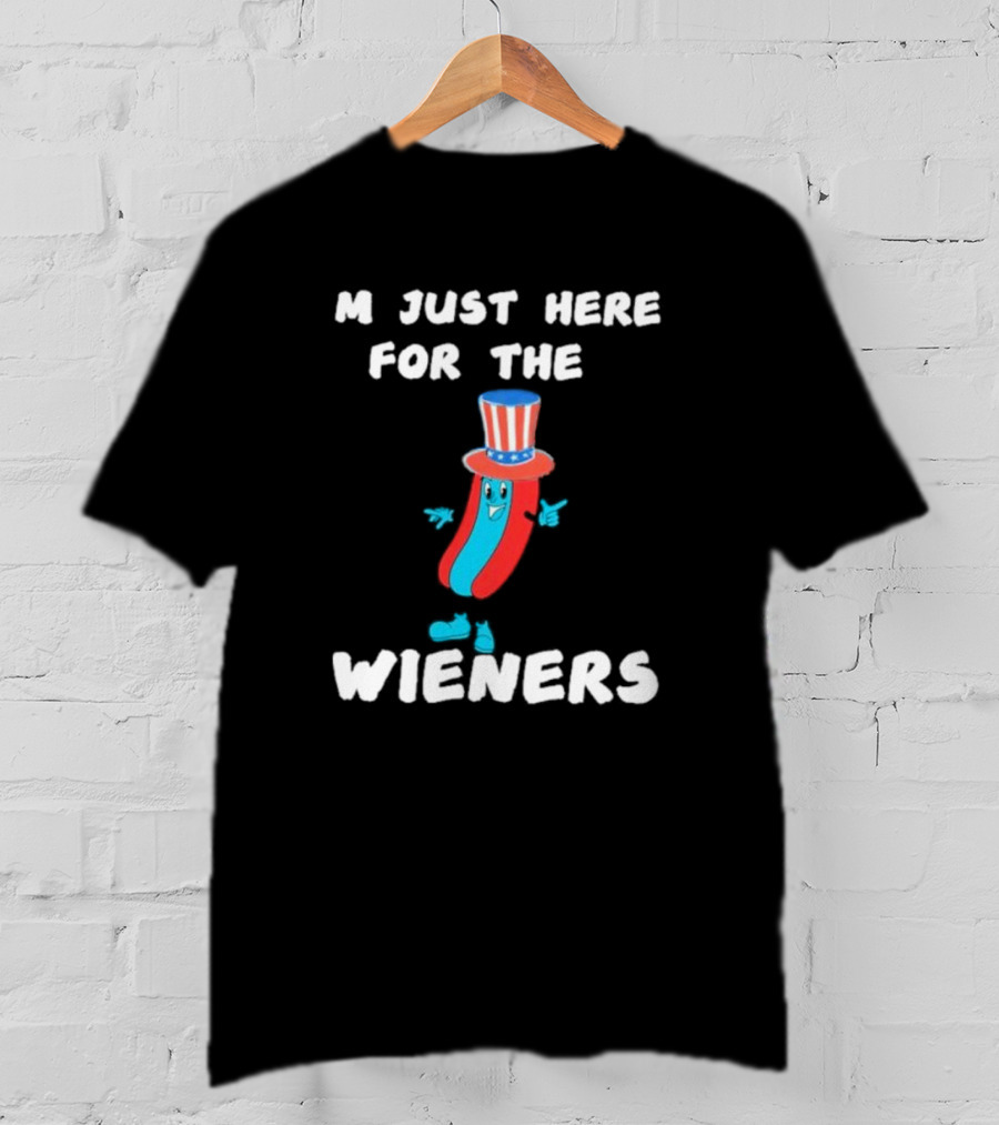 I'm Just Here For The Wieners Hot Dog Uncle Sam Hat T-Shirt