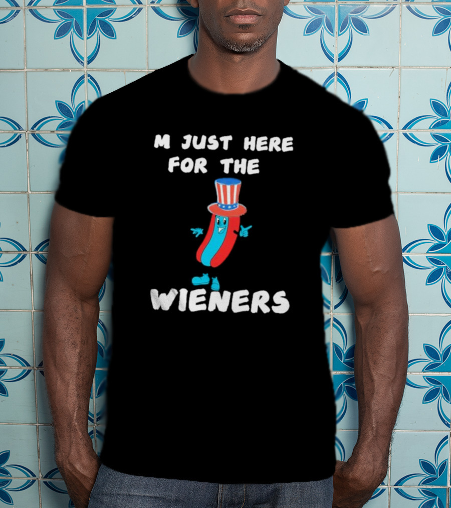 I'm Just Here For The Wieners Hot Dog Uncle Sam Hat T-Shirt