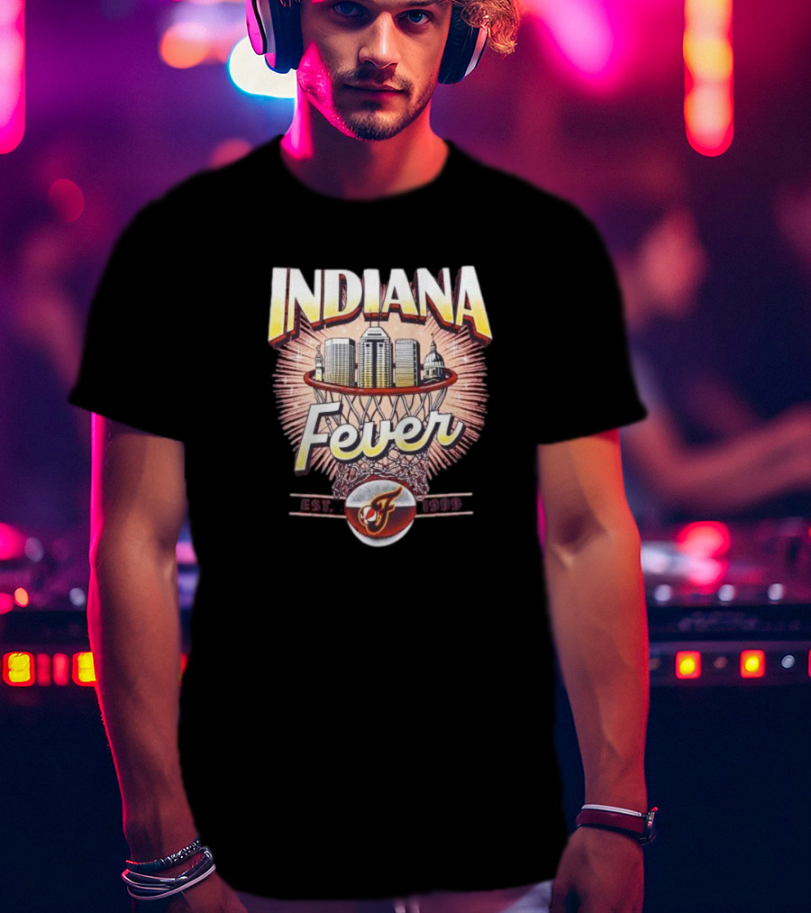 Indiana Fever Basketball City Established 1999 Skyline Hoops T-Shirt