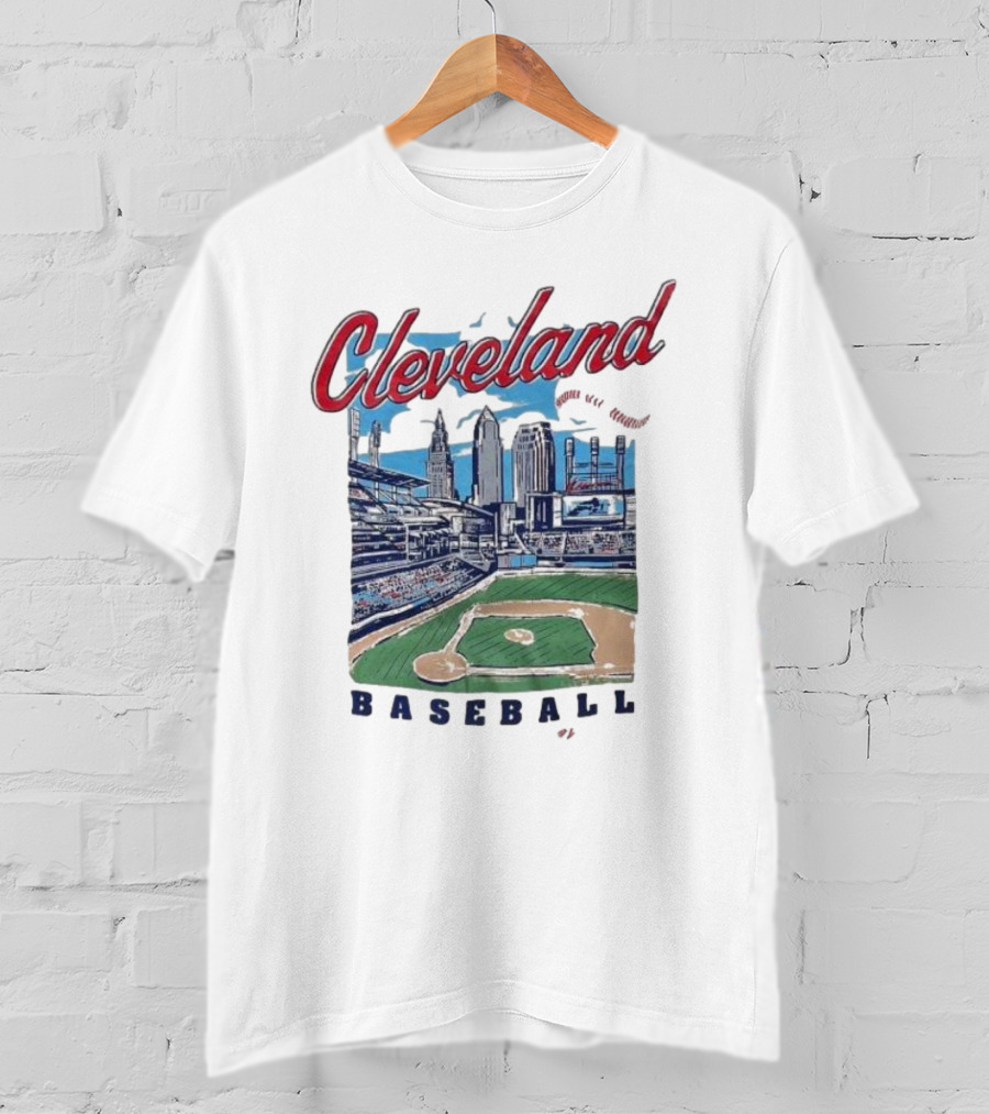 Cleveland Baseball Skyline Stadium Scene T-Shirt