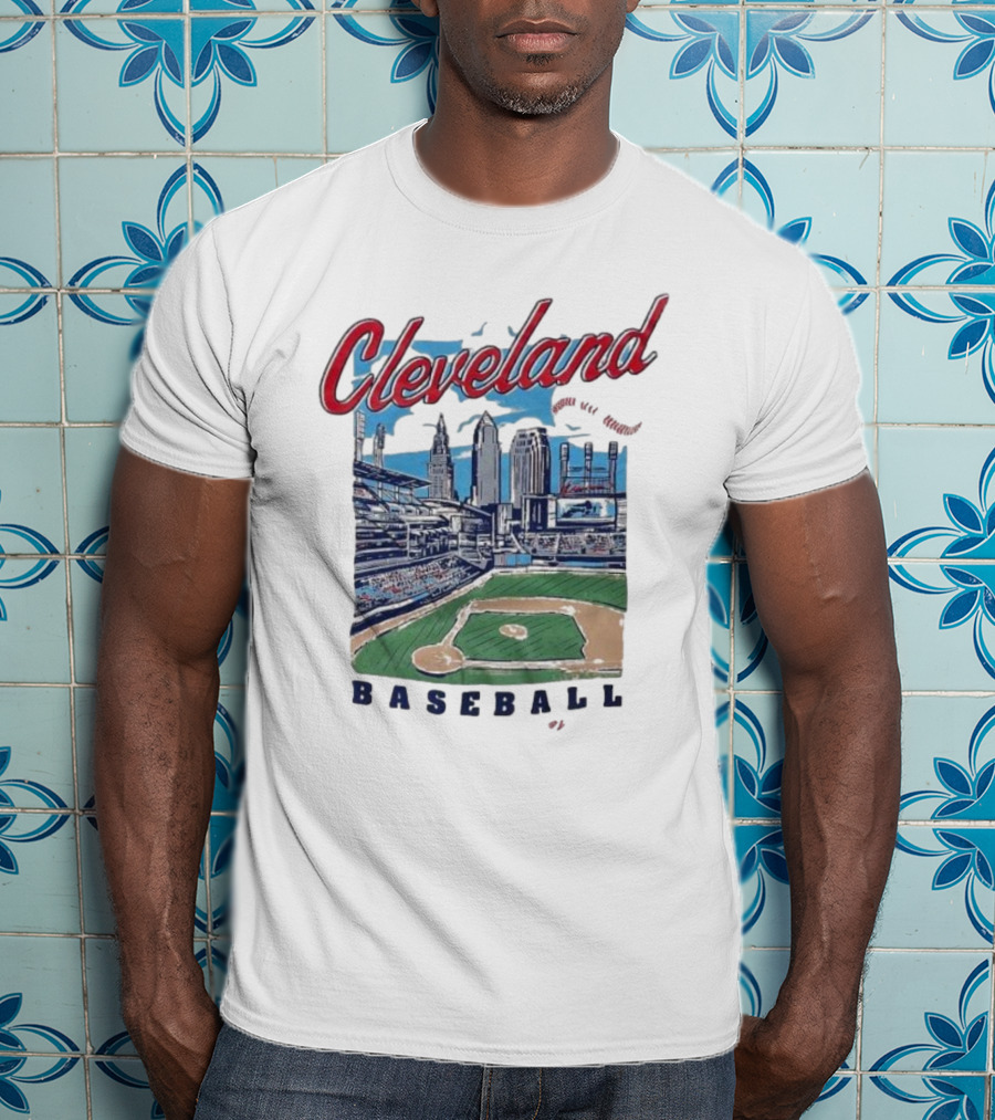 Cleveland Baseball Skyline Stadium Scene T-Shirt