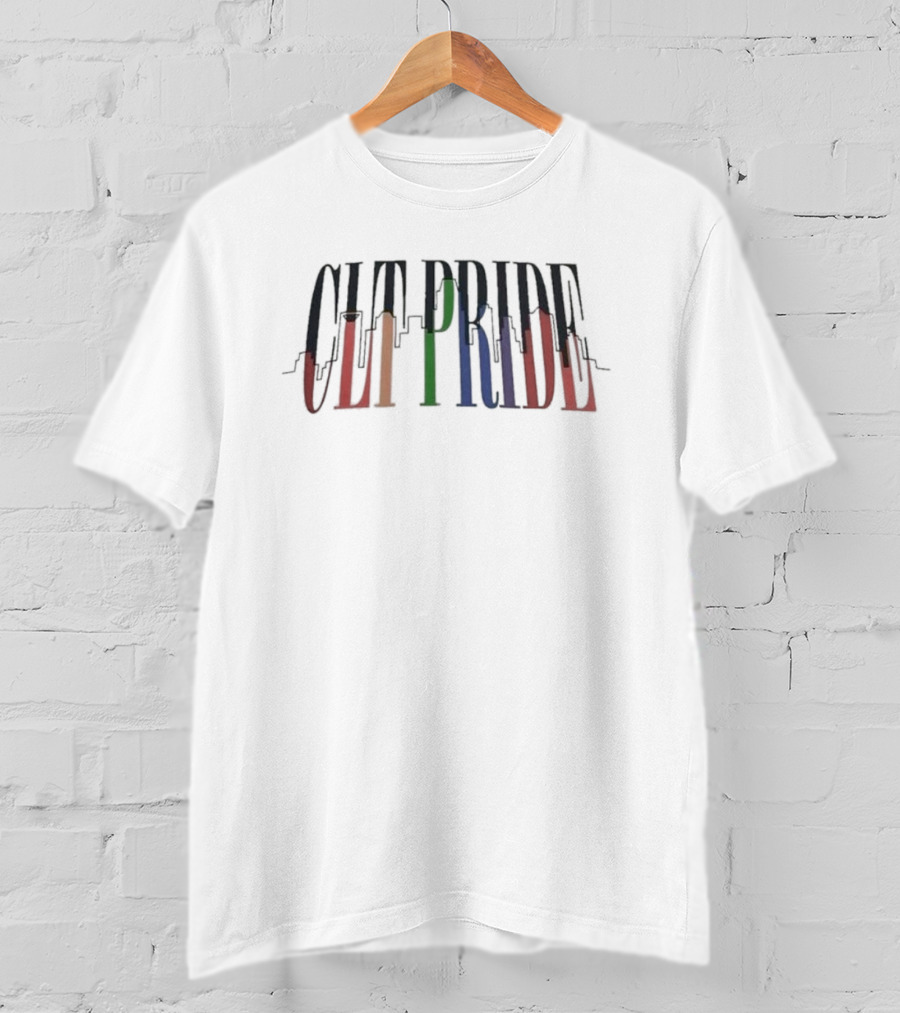 CLT Pride City Colorful Skyline Text T-Shirt