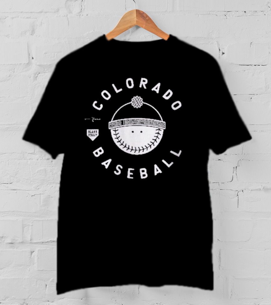 Colorado Baseball Smile Face With Winter Hat T-Shirt