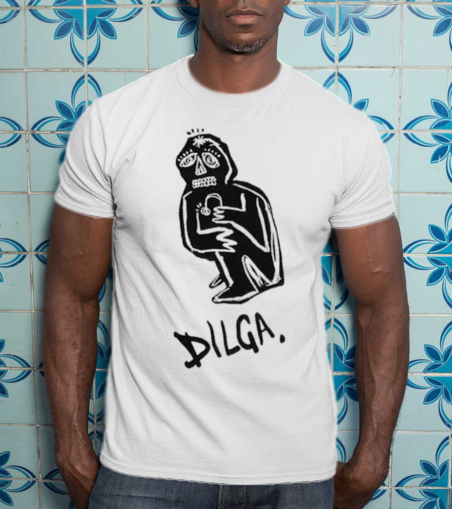 DILGA Boxy Character Holding Lock T-Shirt