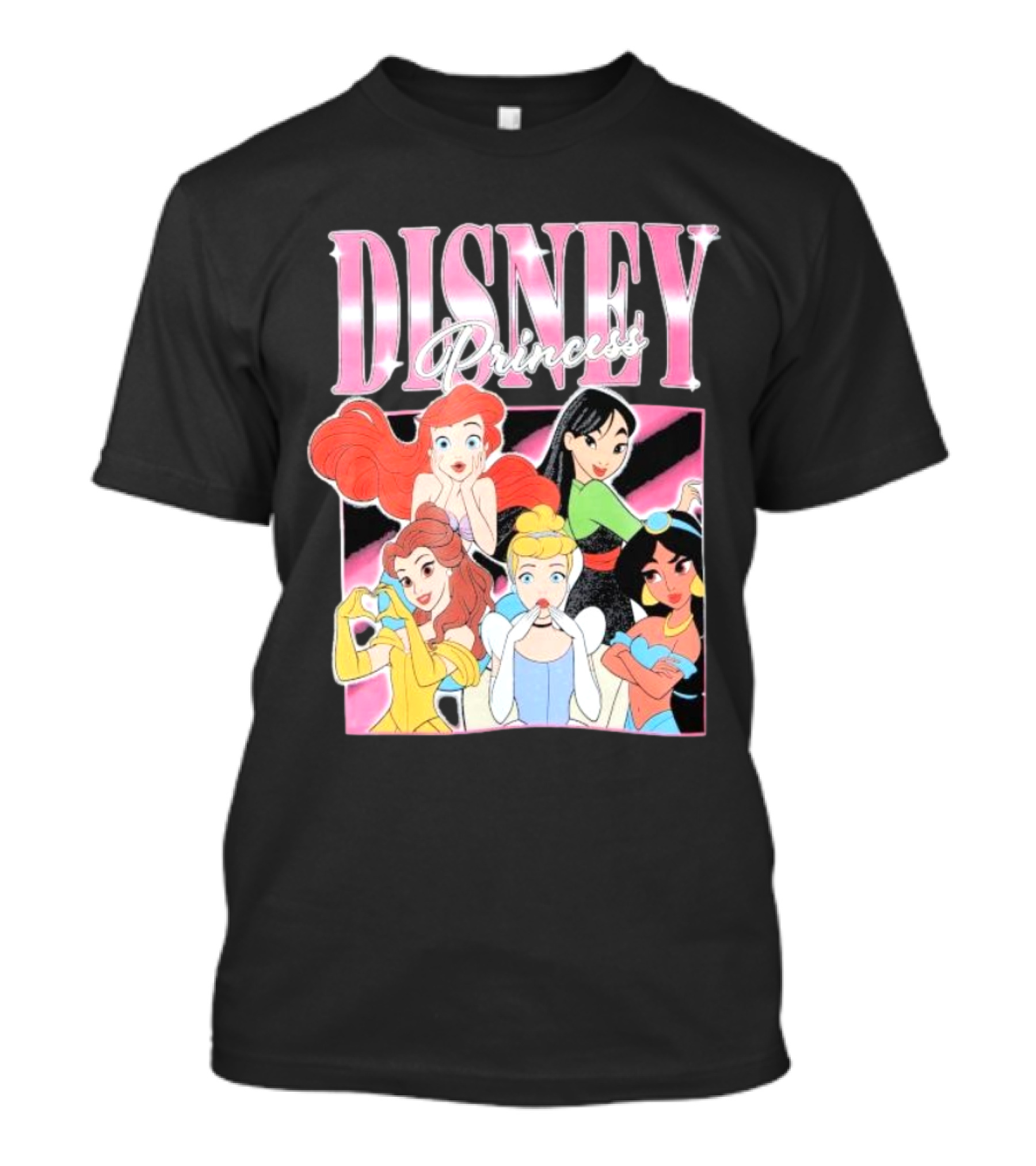 Disney Princess Group Ariel Belle Cinderella Jasmine Mulan T-Shirt