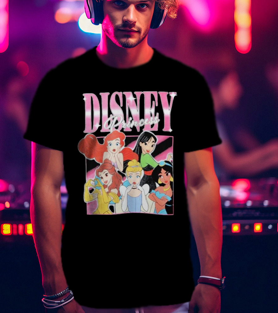 Disney Princess Group Ariel Belle Cinderella Jasmine Mulan T-Shirt