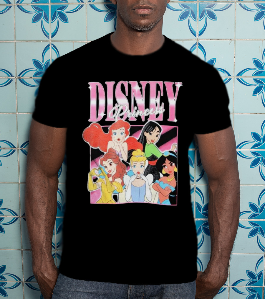 Disney Princess Group Ariel Belle Cinderella Jasmine Mulan T-Shirt