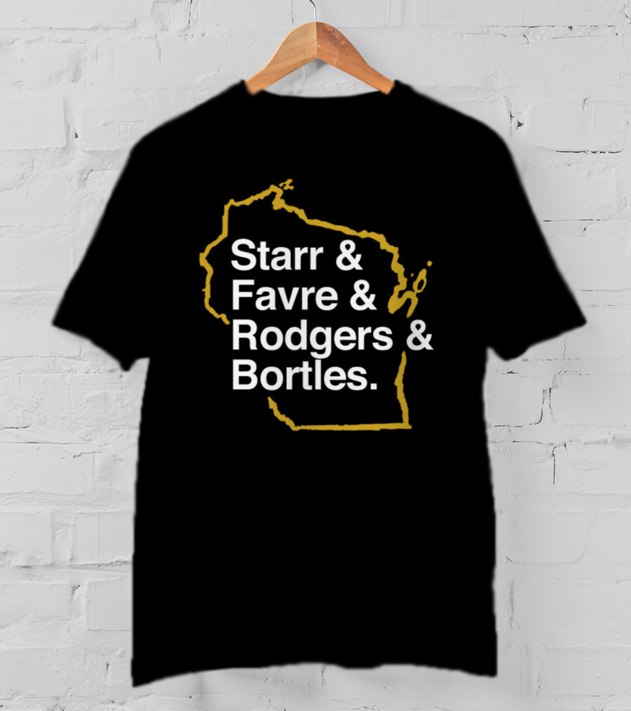 Starr Favre Rodgers Bortles Wisconsin Outline T-Shirt