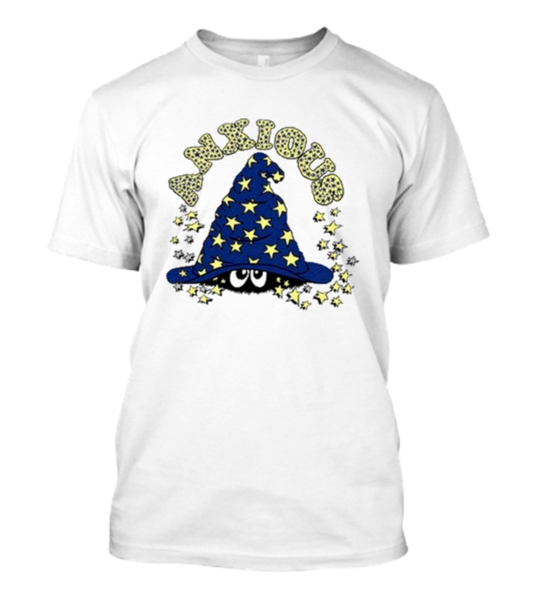 Anxious Wizard Hat With Stars And Bubbles T-Shirt