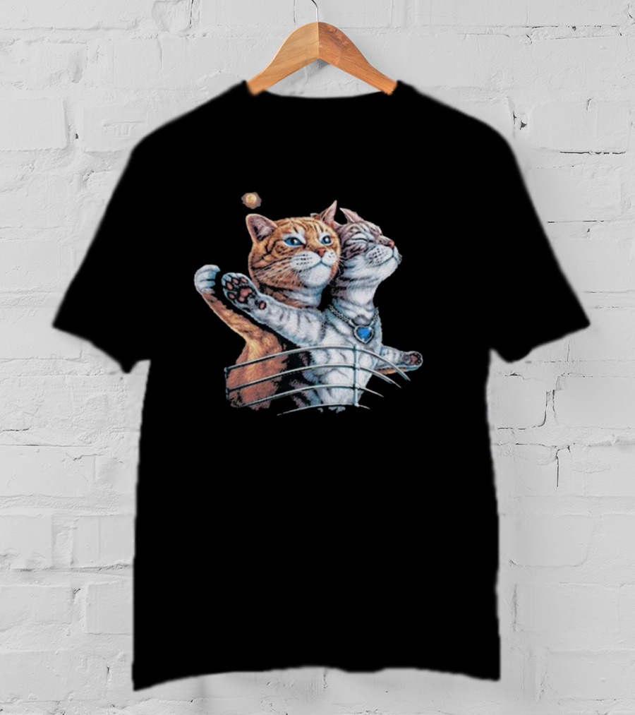 Titanic Cats Jack And Rose Paws On Ship's Bow T-Shirt