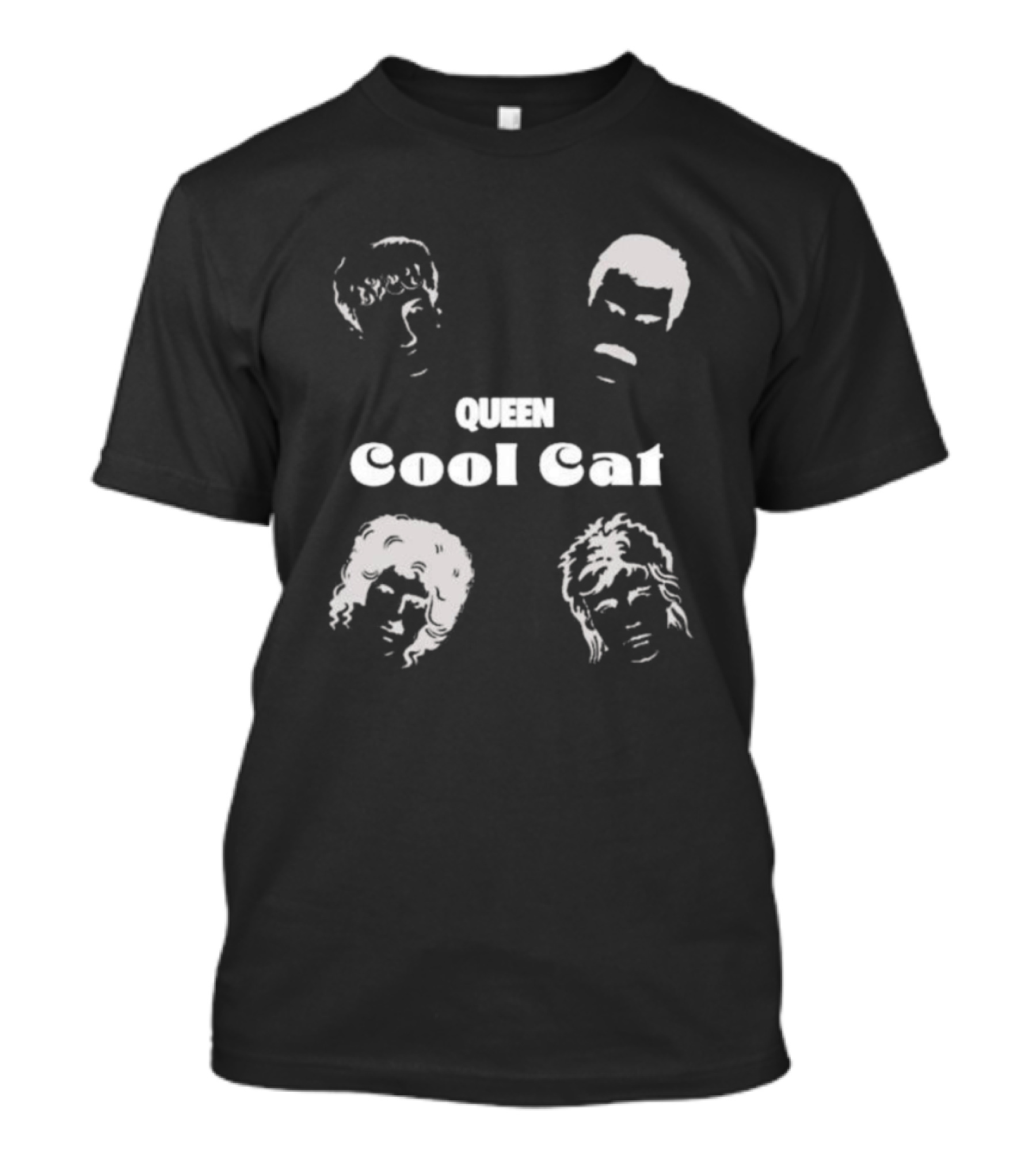Queen Cool Cat Silhouette Faces T-Shirt