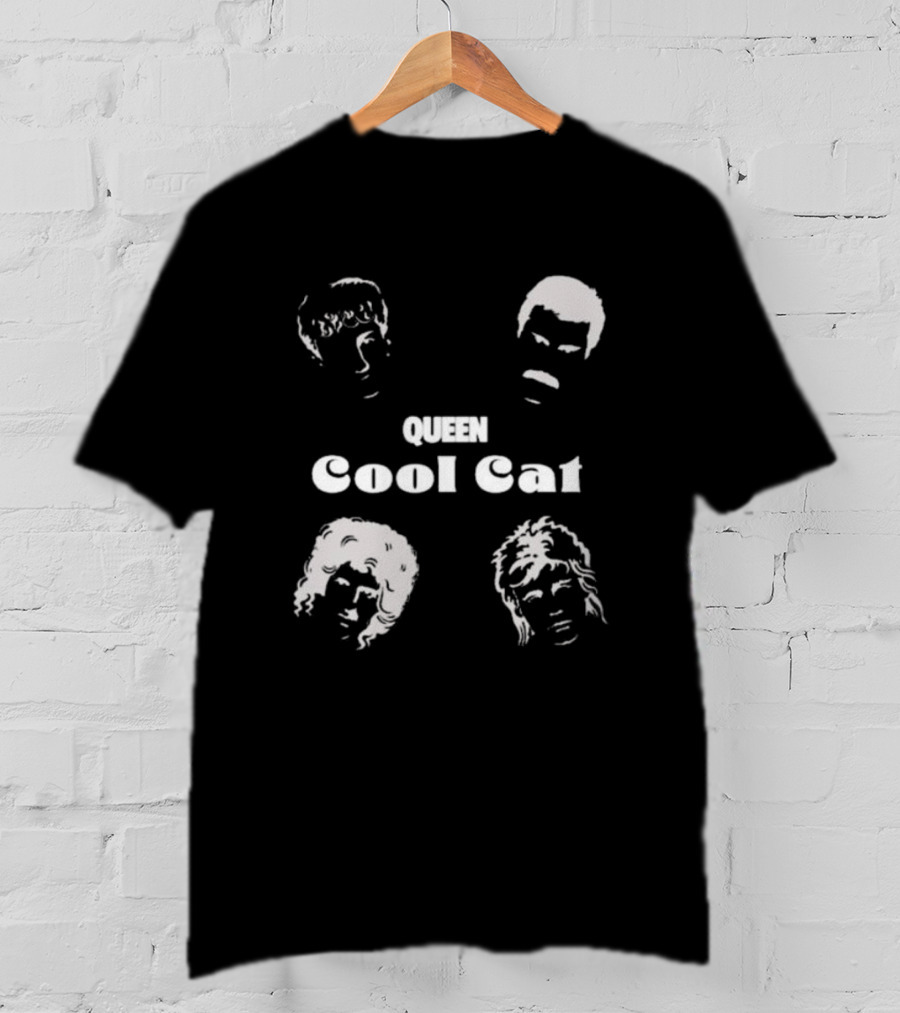 Queen Cool Cat Silhouette Faces T-Shirt