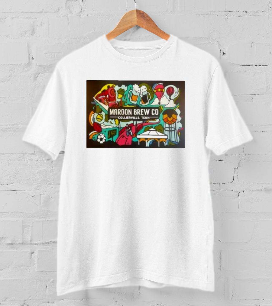 Maroon Brew Co Collierville Tenn Colorful Iconic Beer And Hot Air Balloon T-Shirt