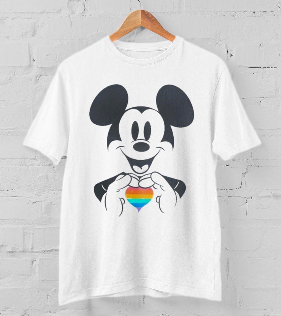 Mickey Mouse Holding Rainbow Heart Disney Pride T-Shirt